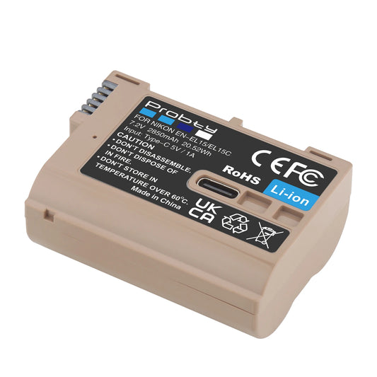 PROBTY Bateria USB-C EN-EL15C p/ Nikon 2850mAh